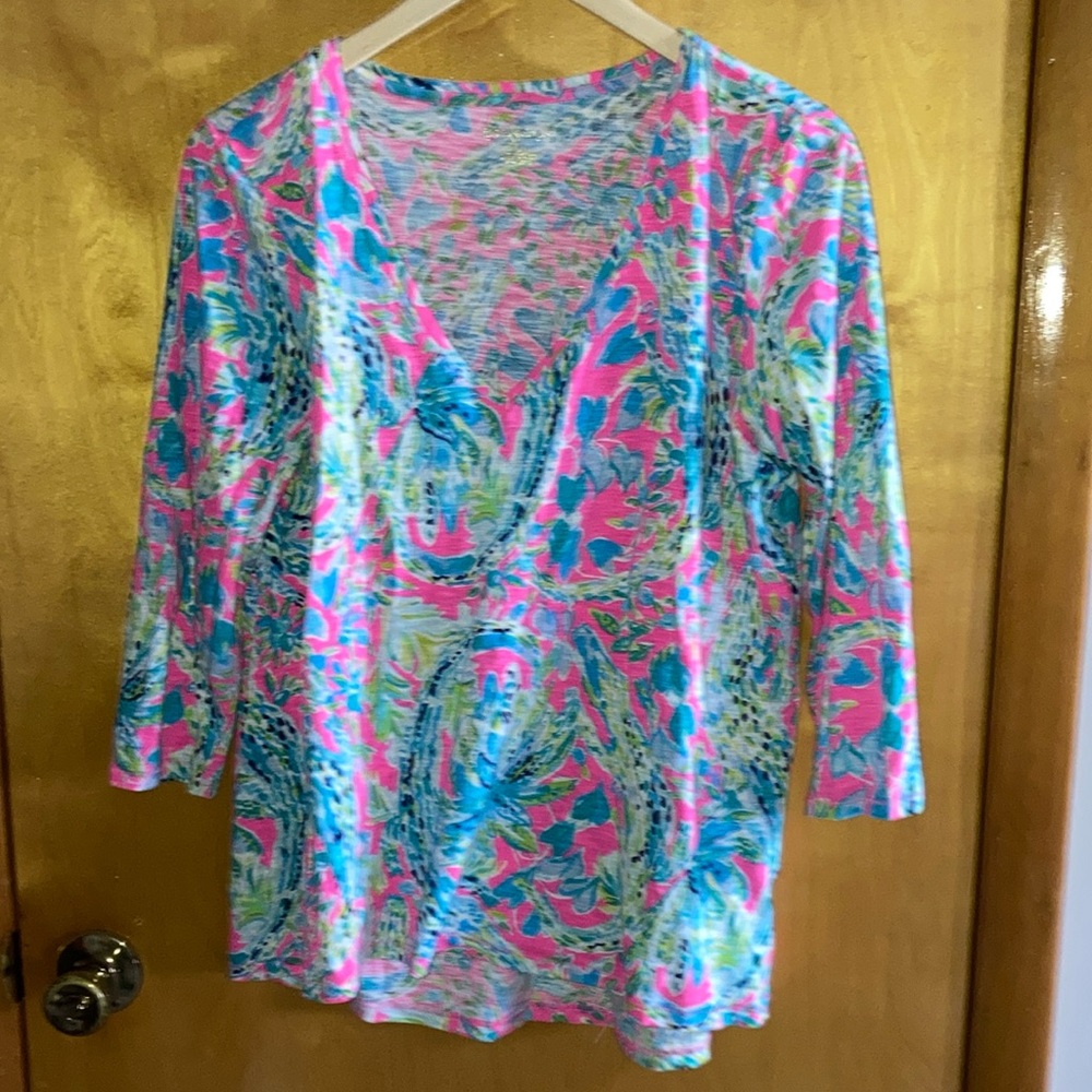 Lily Pulitzer Colorful V-Neck Top size L